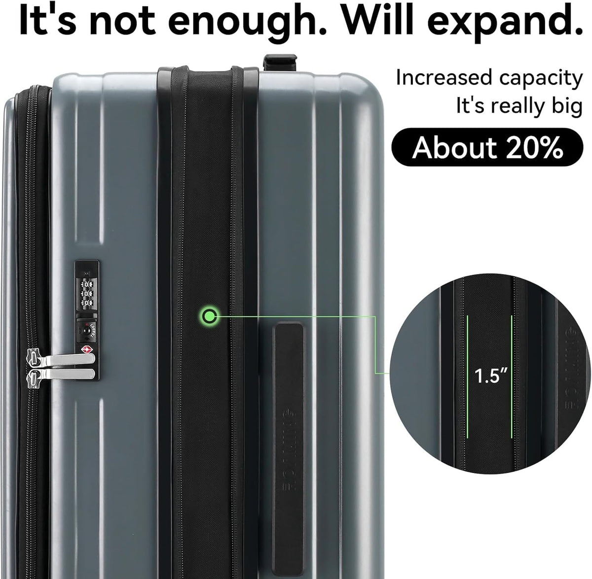 20 Inch Carry On Luggage with Wheels PC Hard Shell Suitcase Top Opening Expandable Tsa Luggage Suitcases for Travel Woman Men.(Livid green)