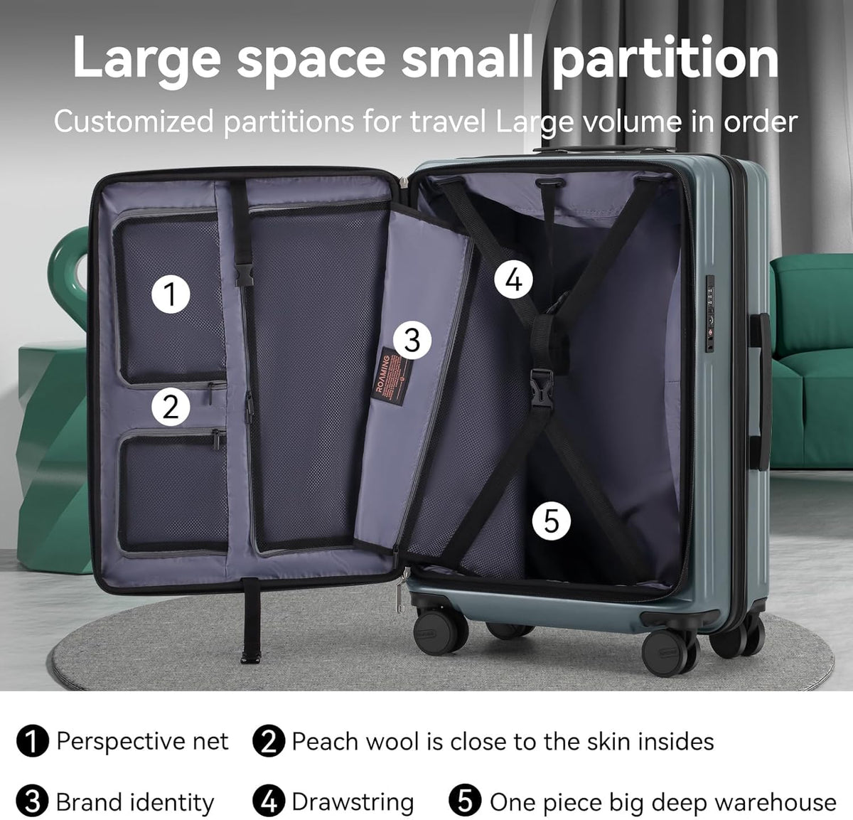 20 Inch Carry On Luggage with Wheels PC Hard Shell Suitcase Top Opening Expandable Tsa Luggage Suitcases for Travel Woman Men.(Livid green)