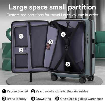 20 Inch Carry On Luggage with Wheels PC Hard Shell Suitcase Top Opening Expandable Tsa Luggage Suitcases for Travel Woman Men.(Livid green)