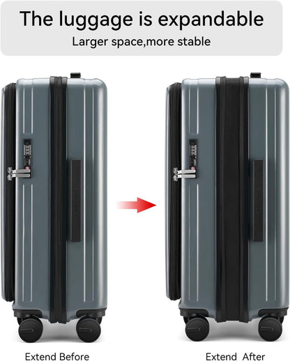 20 Inch Carry On Luggage with Wheels PC Hard Shell Suitcase Top Opening Expandable Tsa Luggage Suitcases for Travel Woman Men.(Livid green)