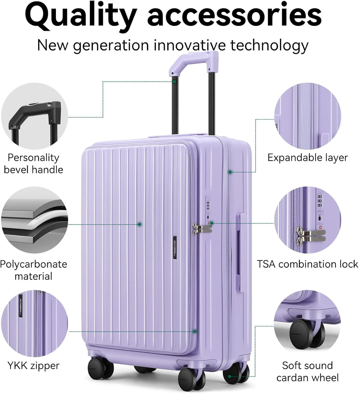 20 Inch Carry On Luggage with Wheels PC Hard Shell Suitcase Top Opening Expandable Tsa Luggage Suitcases for Travel Woman Men.(Livid green)
