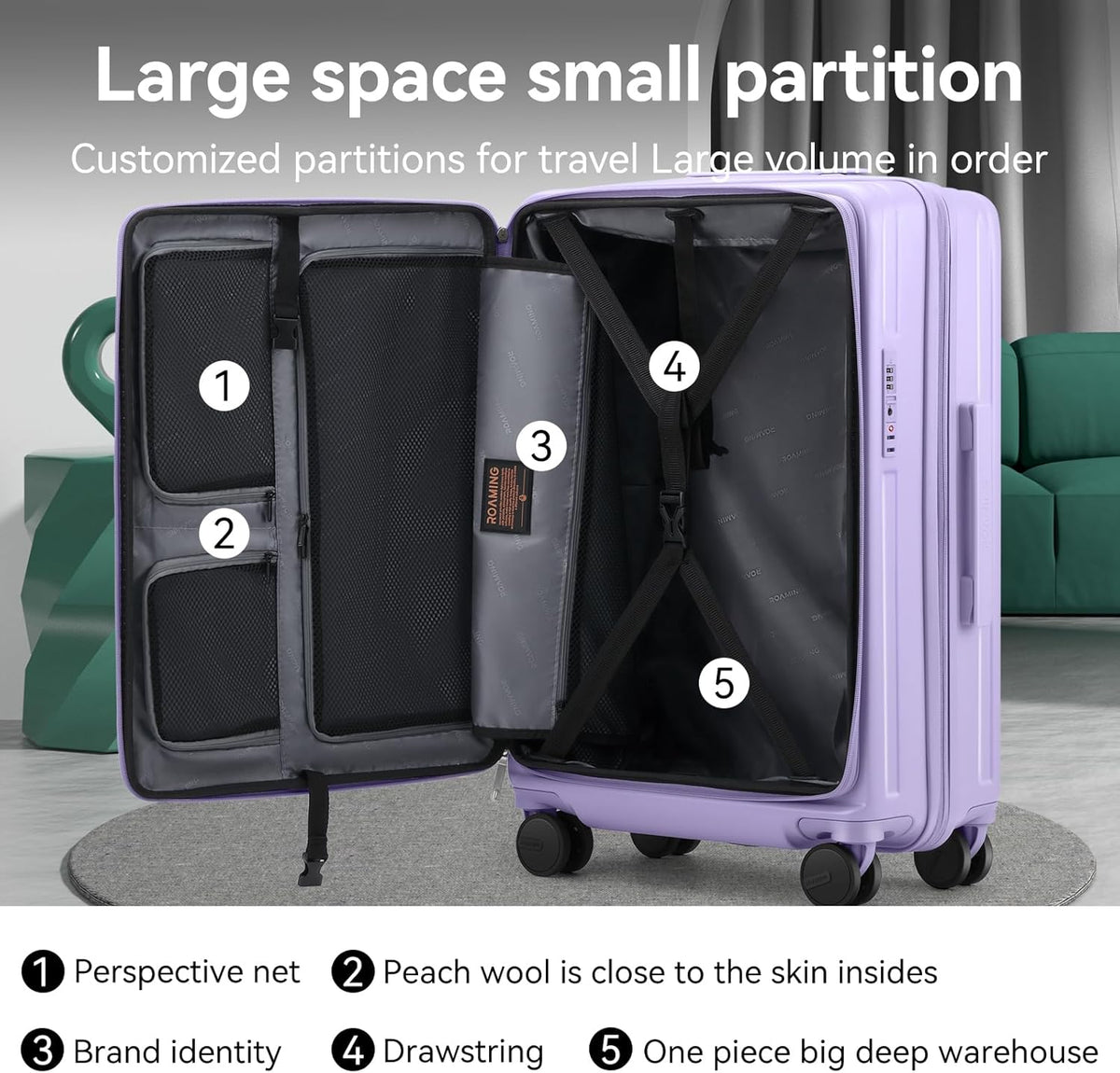 20 Inch Carry On Luggage with Wheels PC Hard Shell Suitcase Top Opening Expandable Tsa Luggage Suitcases for Travel Woman Men.(Livid green)