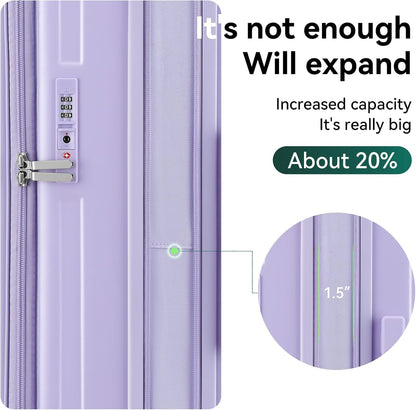 20 Inch Carry On Luggage with Wheels PC Hard Shell Suitcase Top Opening Expandable Tsa Luggage Suitcases for Travel Woman Men.(Livid green)