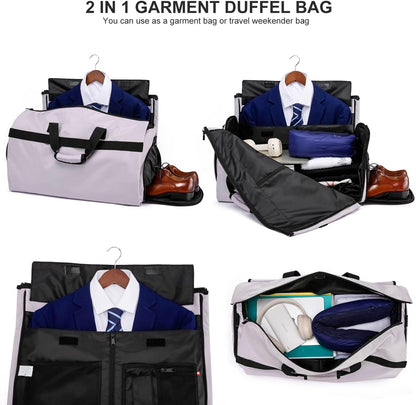 Garment Bags for Travel Large Suit Bag for Men Carry On Garment Bag Convertible Garment Duffle Bag with Shoes Compartment,2 in 1 Hanging Dress Suitcase Suit Travel Bags,Black