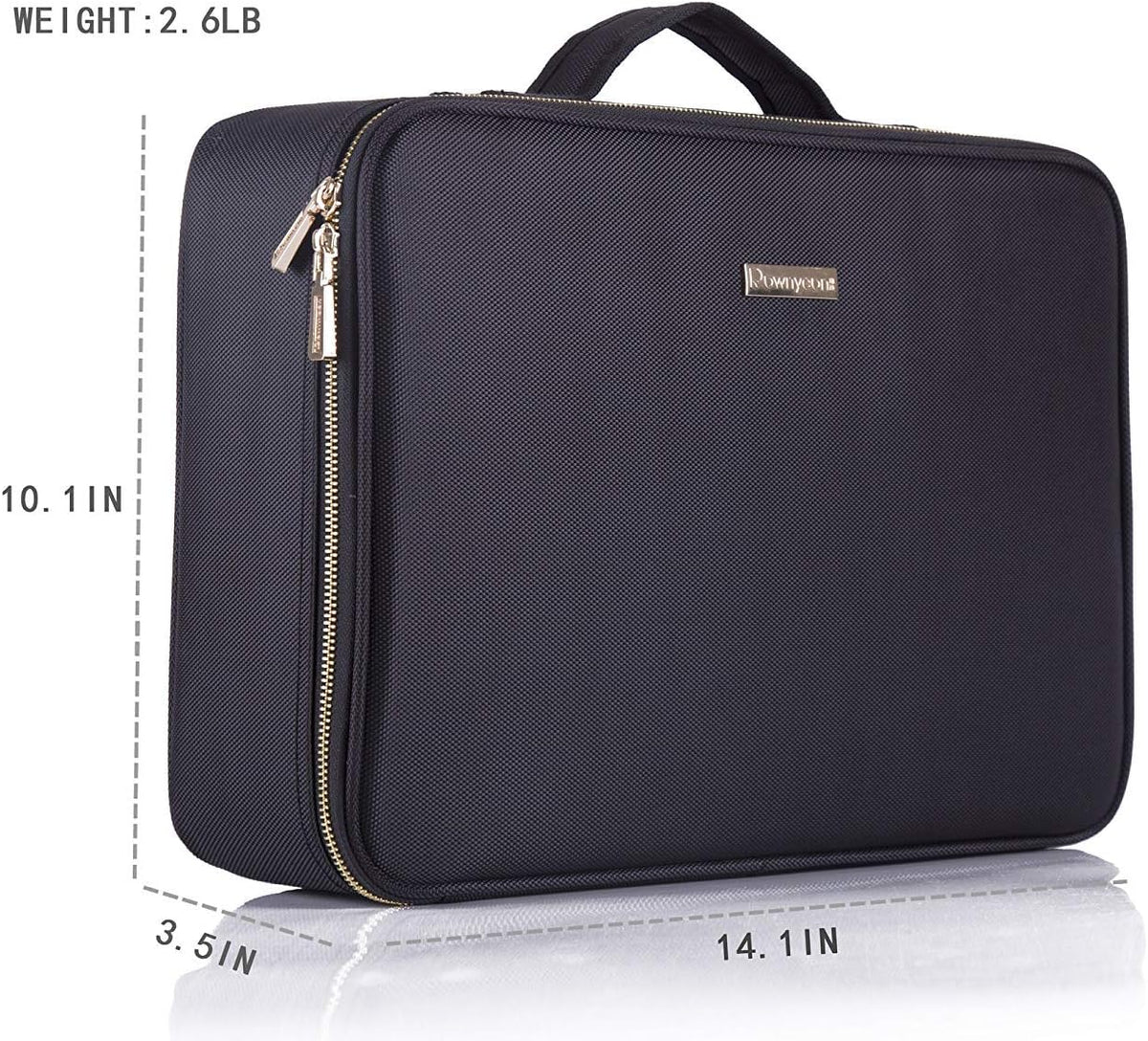 Makeup Bag Organizer, Professional Portable Travel Makeup Bag for Make-up Artist, Makeup Train Case with EVA Adjustable Dividers |14x10 Inch | Black