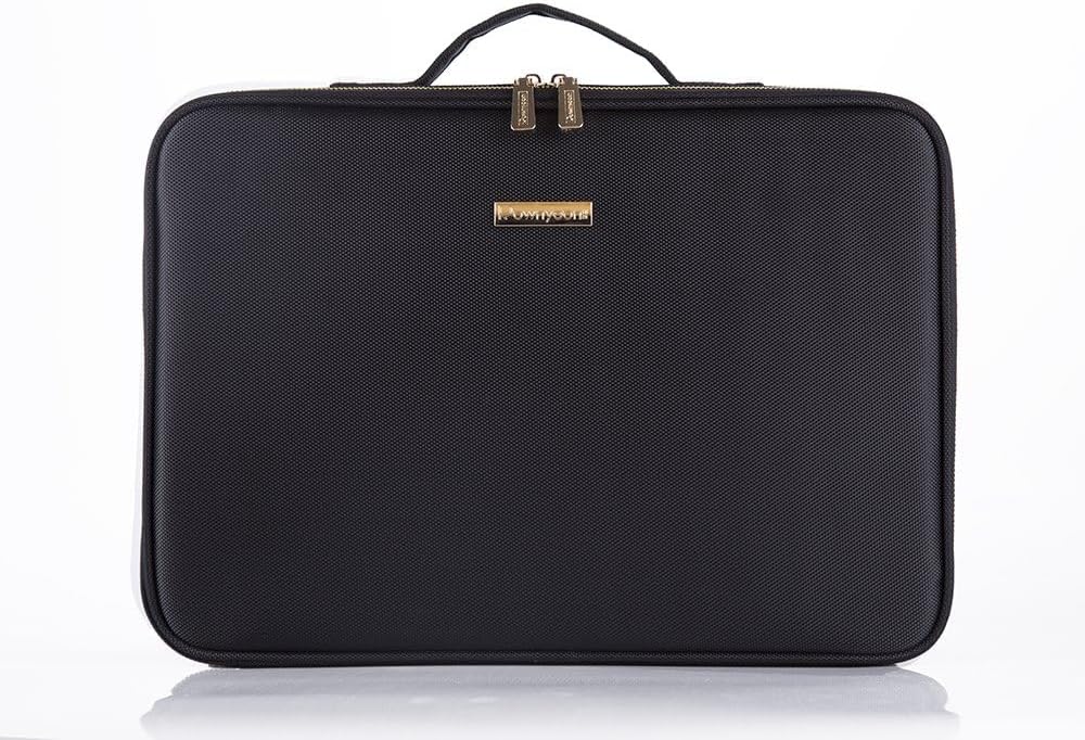 Makeup Bag Organizer, Professional Portable Travel Makeup Bag for Make-up Artist, Makeup Train Case with EVA Adjustable Dividers |14x10 Inch | Black