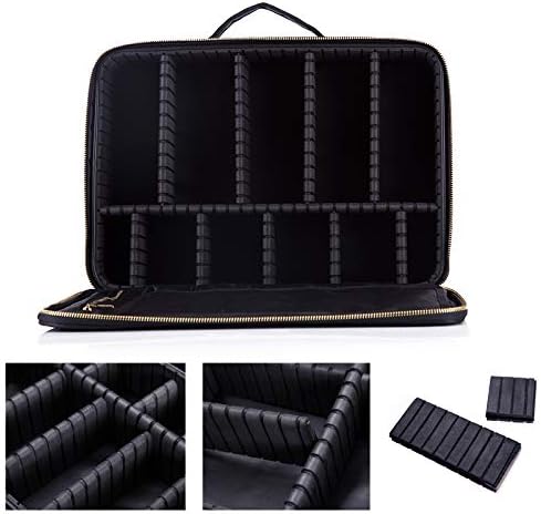 Makeup Bag Organizer, Professional Portable Travel Makeup Bag for Make-up Artist, Makeup Train Case with EVA Adjustable Dividers |14x10 Inch | Black