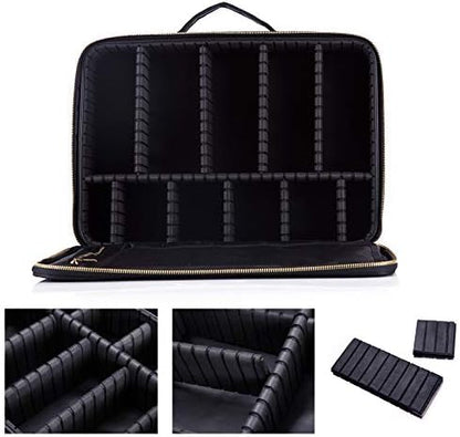 Makeup Bag Organizer, Professional Portable Travel Makeup Bag for Make-up Artist, Makeup Train Case with EVA Adjustable Dividers |14x10 Inch | Black