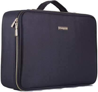 Makeup Bag Organizer, Professional Portable Travel Makeup Bag for Make-up Artist, Makeup Train Case with EVA Adjustable Dividers |14x10 Inch | Black