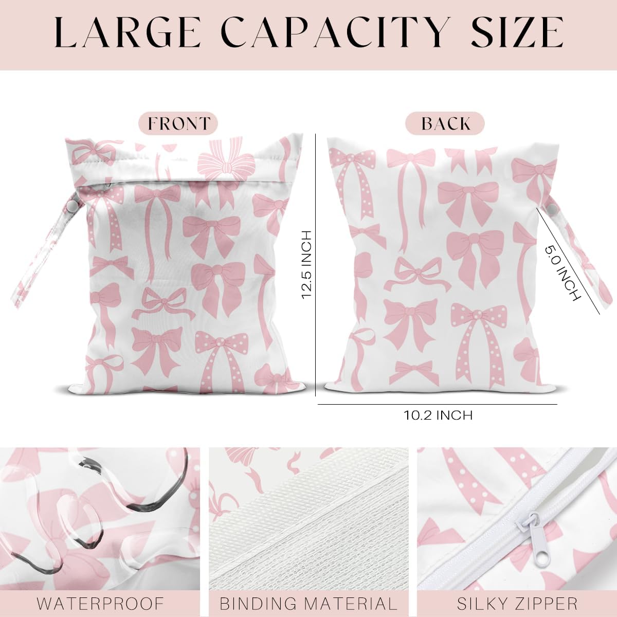 Wet Bag, Wet Dry Bag, Wet Bag for Swimsuit, Travel, Beach, Pool, Diapers, Dirty Yoga Gym Clothes, Toiletries, Makeup Bag, Daycare Soiled Items, Waterproof Reusable Boho Heart