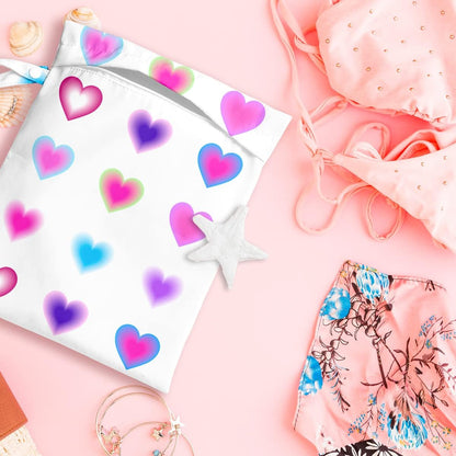 Wet Bag, Wet Dry Bag, Wet Bag for Swimsuit, Travel, Beach, Pool, Diapers, Dirty Yoga Gym Clothes, Toiletries, Makeup Bag, Daycare Soiled Items, Waterproof Reusable Boho Heart