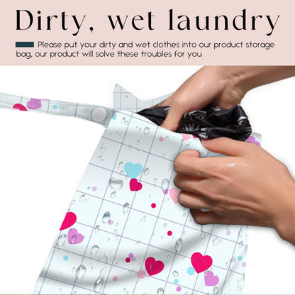 Wet Bag, Wet Dry Bag, Wet Bag for Swimsuit, Travel, Beach, Pool, Diapers, Dirty Yoga Gym Clothes, Toiletries, Makeup Bag, Daycare Soiled Items, Waterproof Reusable Boho Heart