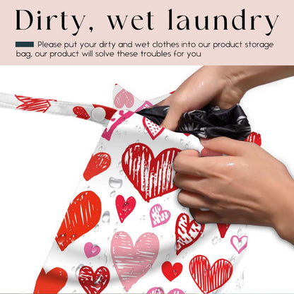 Wet Bag, Wet Dry Bag, Wet Bag for Swimsuit, Travel, Beach, Pool, Diapers, Dirty Yoga Gym Clothes, Toiletries, Makeup Bag, Daycare Soiled Items, Waterproof Reusable Boho Heart