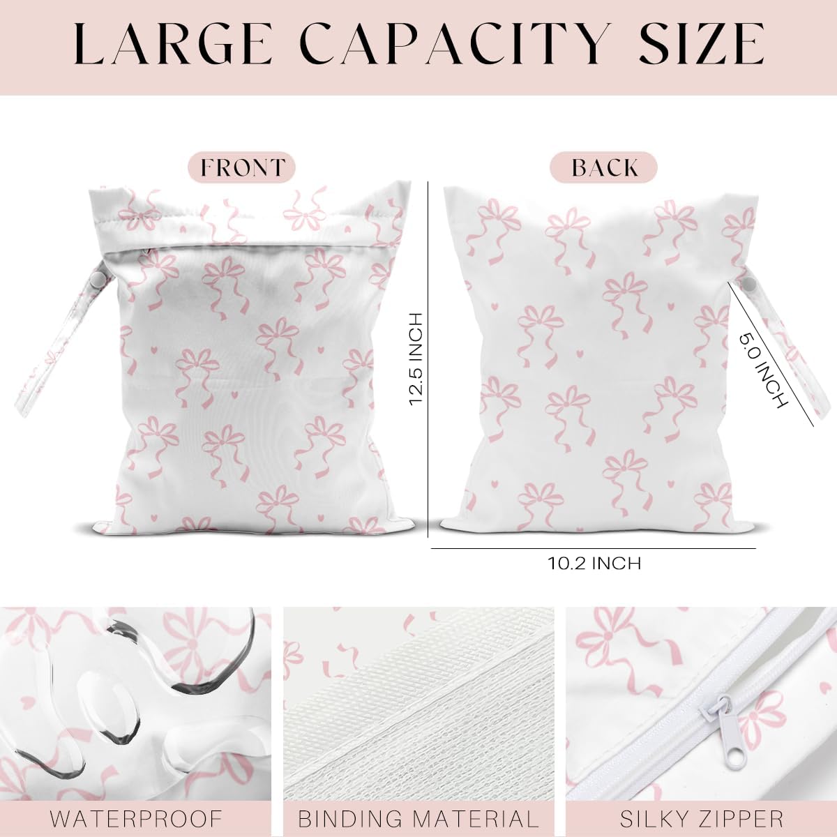 Wet Bag, Wet Dry Bag, Wet Bag for Swimsuit, Travel, Beach, Pool, Diapers, Dirty Yoga Gym Clothes, Toiletries, Makeup Bag, Daycare Soiled Items, Waterproof Reusable Boho Heart