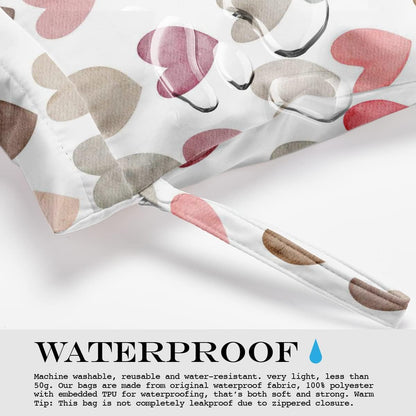 Wet Bag, Wet Dry Bag, Wet Bag for Swimsuit, Travel, Beach, Pool, Diapers, Dirty Yoga Gym Clothes, Toiletries, Makeup Bag, Daycare Soiled Items, Waterproof Reusable Boho Heart