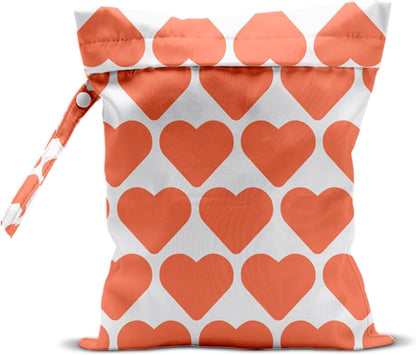 Wet Bag, Wet Dry Bag, Wet Bag for Swimsuit, Travel, Beach, Pool, Diapers, Dirty Yoga Gym Clothes, Toiletries, Makeup Bag, Daycare Soiled Items, Waterproof Reusable Boho Heart