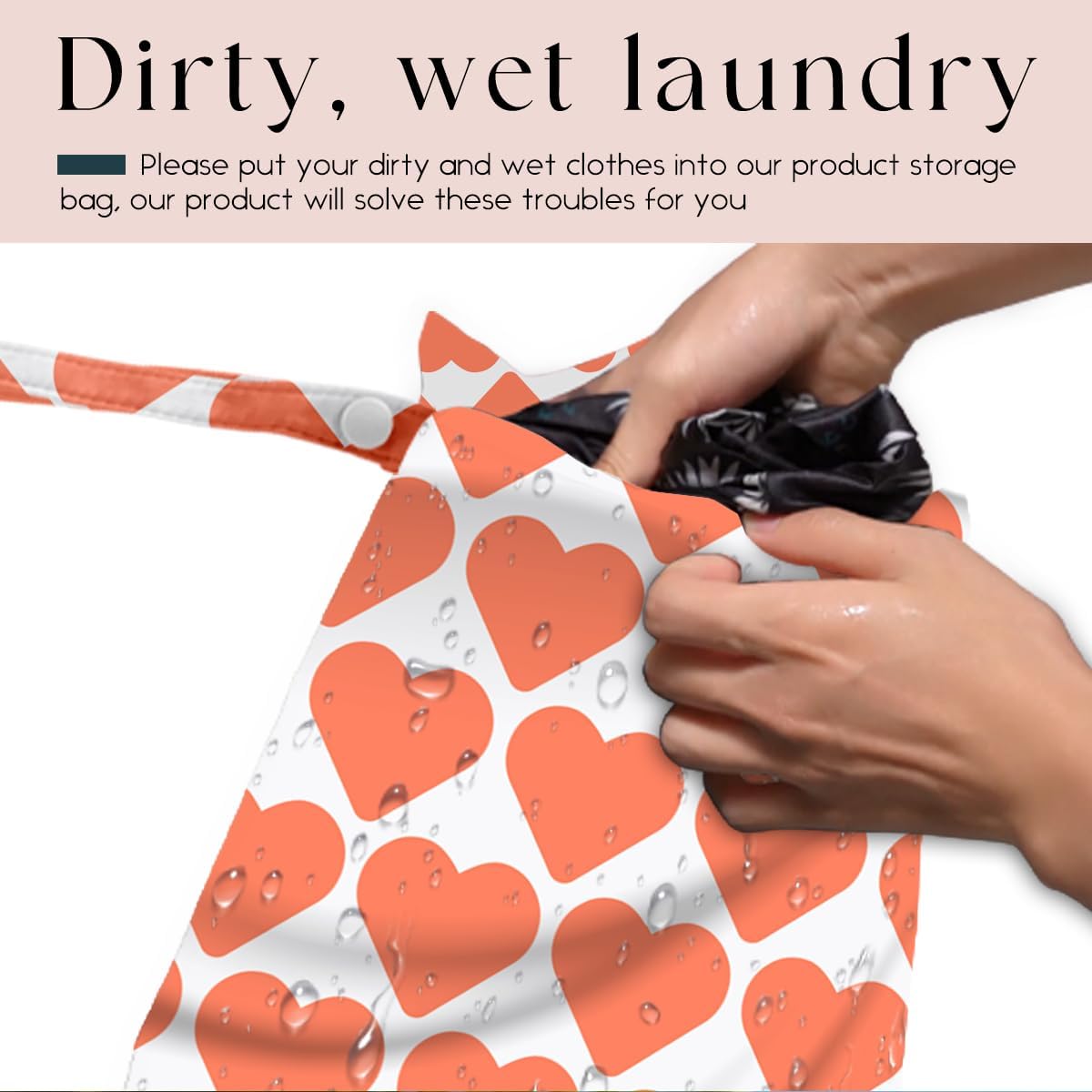 Wet Bag, Wet Dry Bag, Wet Bag for Swimsuit, Travel, Beach, Pool, Diapers, Dirty Yoga Gym Clothes, Toiletries, Makeup Bag, Daycare Soiled Items, Waterproof Reusable Boho Heart