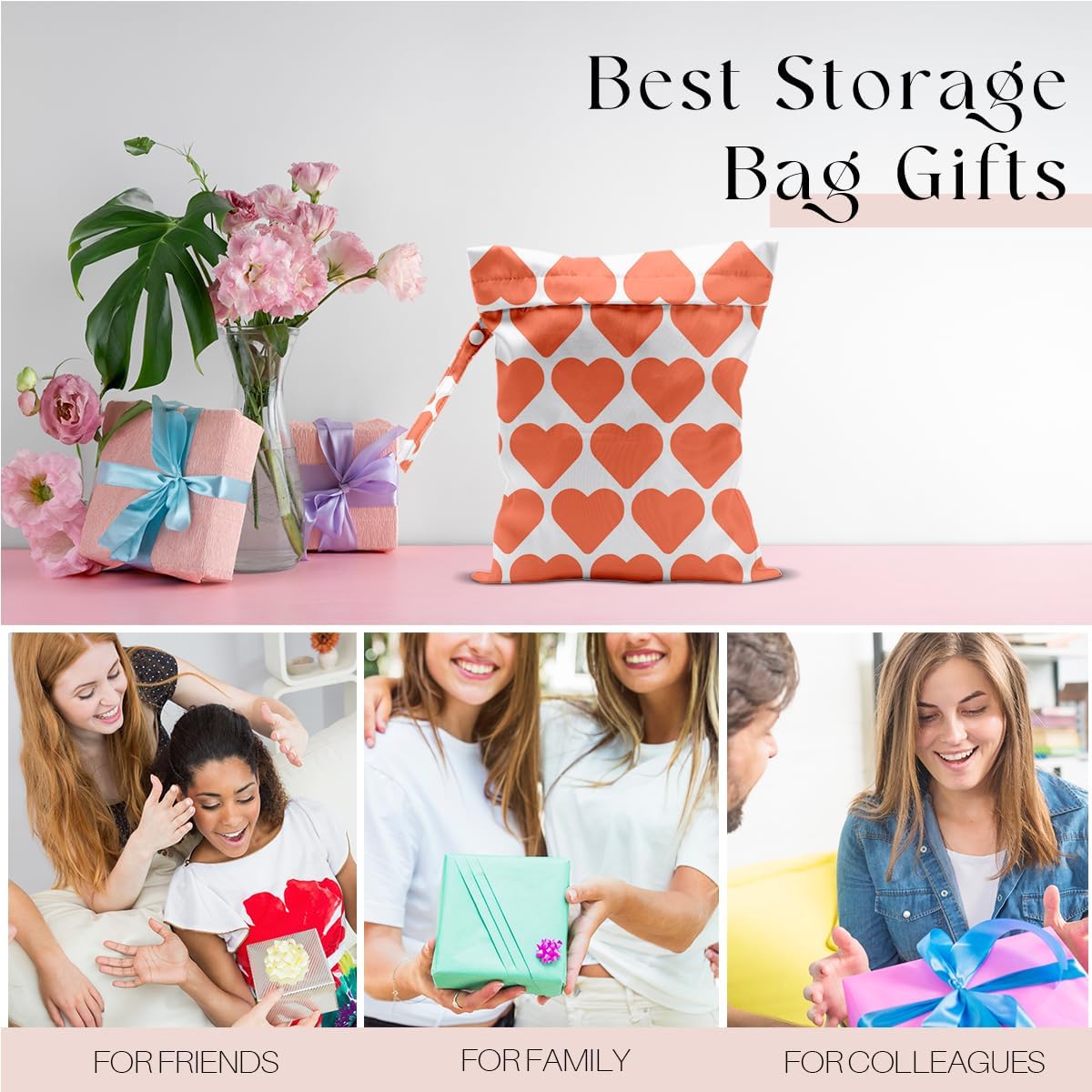 Wet Bag, Wet Dry Bag, Wet Bag for Swimsuit, Travel, Beach, Pool, Diapers, Dirty Yoga Gym Clothes, Toiletries, Makeup Bag, Daycare Soiled Items, Waterproof Reusable Boho Heart