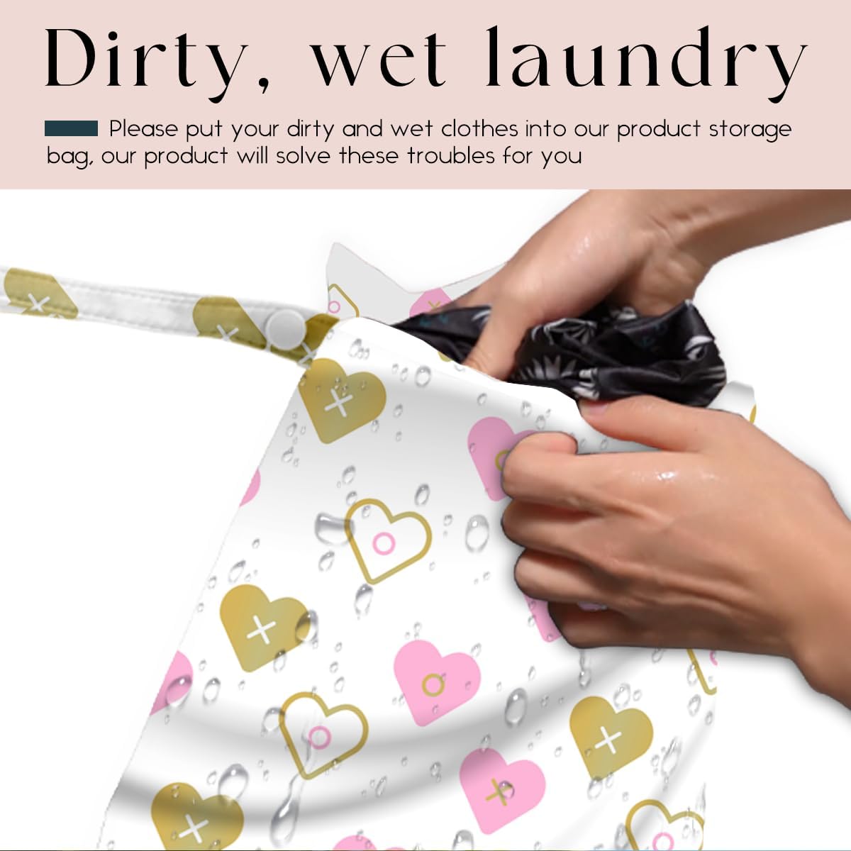 Wet Bag, Wet Dry Bag, Wet Bag for Swimsuit, Travel, Beach, Pool, Diapers, Dirty Yoga Gym Clothes, Toiletries, Makeup Bag, Daycare Soiled Items, Waterproof Reusable Boho Heart