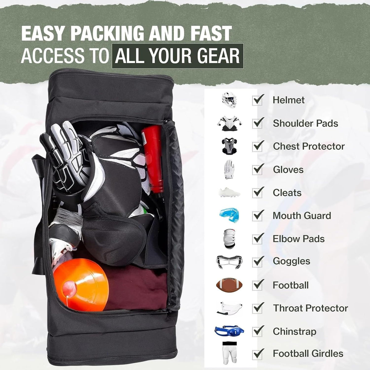 Heavy Duty Multi Pocket Durable Sports Gym Equipment Travel Duffel Bag