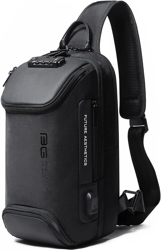 USB Charging Sling Bag, Waterproof Crossbody Backpack, Portable Shoulder Bag Daypack for Men Women Travel Hiking Work