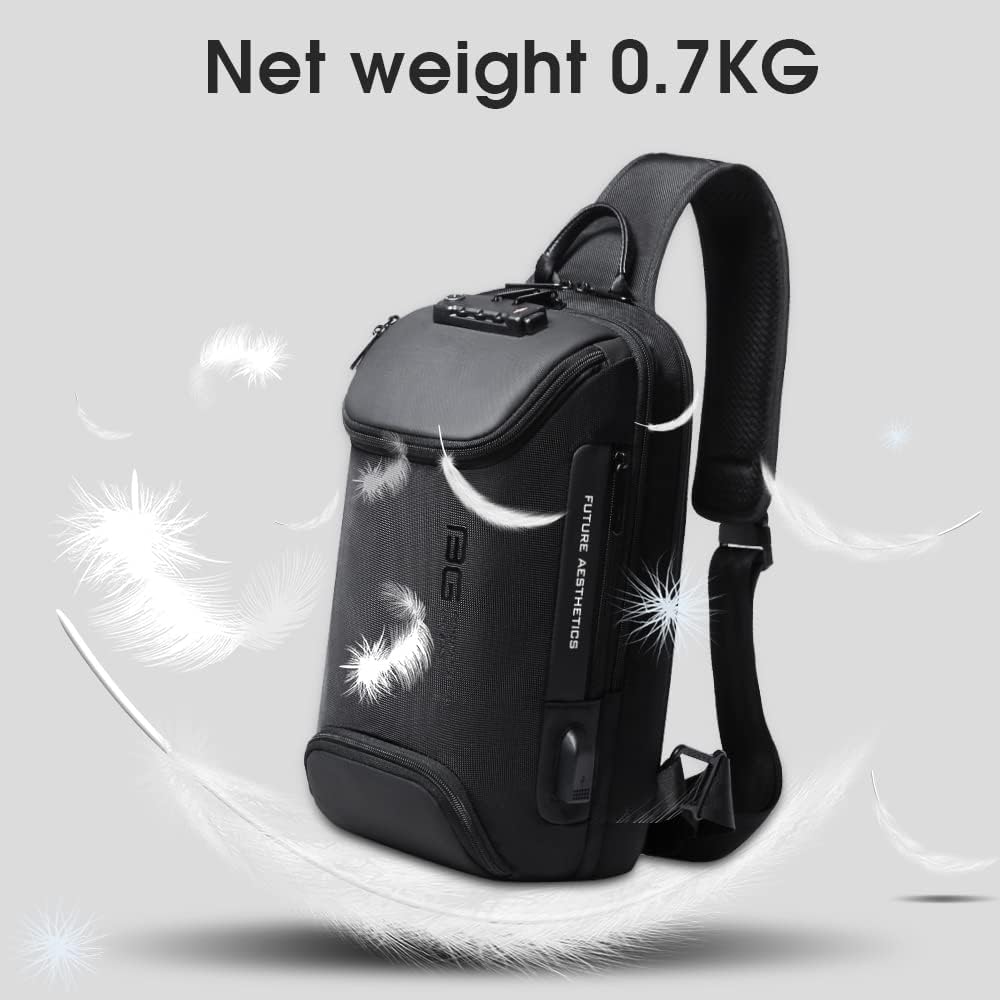 USB Charging Sling Bag, Waterproof Crossbody Backpack, Portable Shoulder Bag Daypack for Men Women Travel Hiking Work