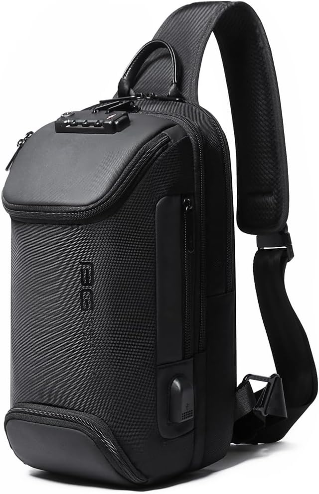 USB Charging Sling Bag, Waterproof Crossbody Backpack, Portable Shoulder Bag Daypack for Men Women Travel Hiking Work