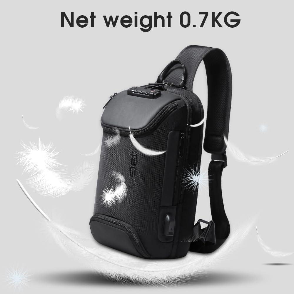 USB Charging Sling Bag, Waterproof Crossbody Backpack, Portable Shoulder Bag Daypack for Men Women Travel Hiking Work