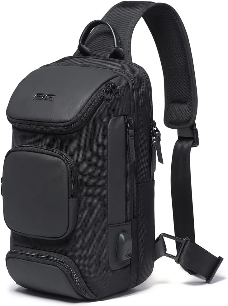 USB Charging Sling Bag, Waterproof Crossbody Backpack, Portable Shoulder Bag Daypack for Men Women Travel Hiking Work