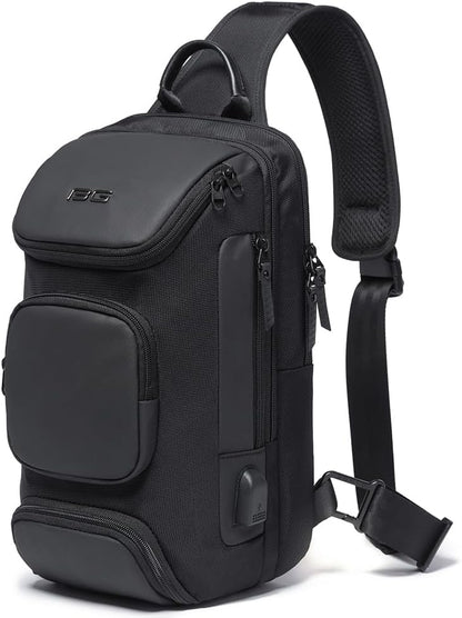 USB Charging Sling Bag, Waterproof Crossbody Backpack, Portable Shoulder Bag Daypack for Men Women Travel Hiking Work