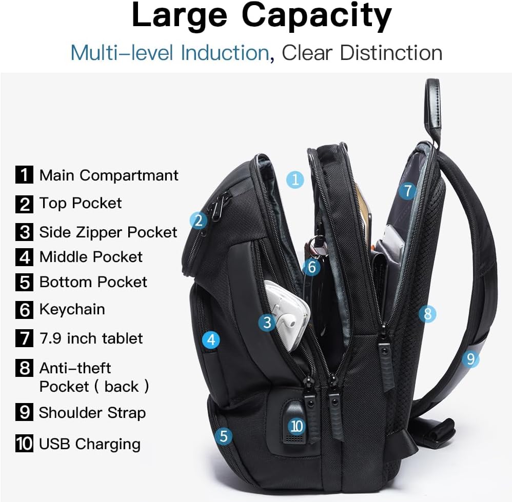 USB Charging Sling Bag, Waterproof Crossbody Backpack, Portable Shoulder Bag Daypack for Men Women Travel Hiking Work