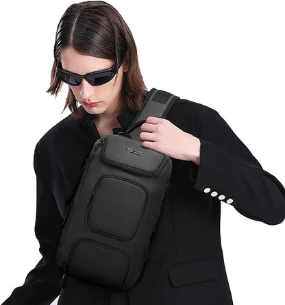 USB Charging Sling Bag, Waterproof Crossbody Backpack, Portable Shoulder Bag Daypack for Men Women Travel Hiking Work
