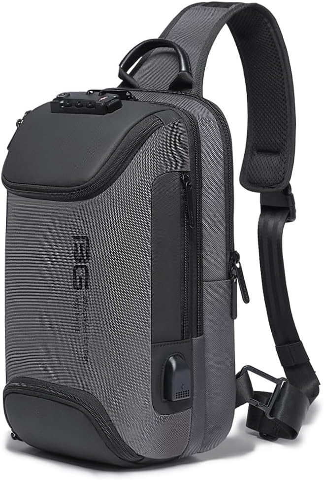 USB Charging Sling Bag, Waterproof Crossbody Backpack, Portable Shoulder Bag Daypack for Men Women Travel Hiking Work