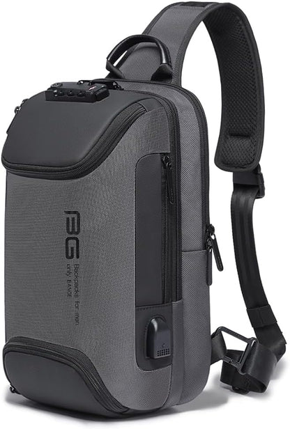 USB Charging Sling Bag, Waterproof Crossbody Backpack, Portable Shoulder Bag Daypack for Men Women Travel Hiking Work