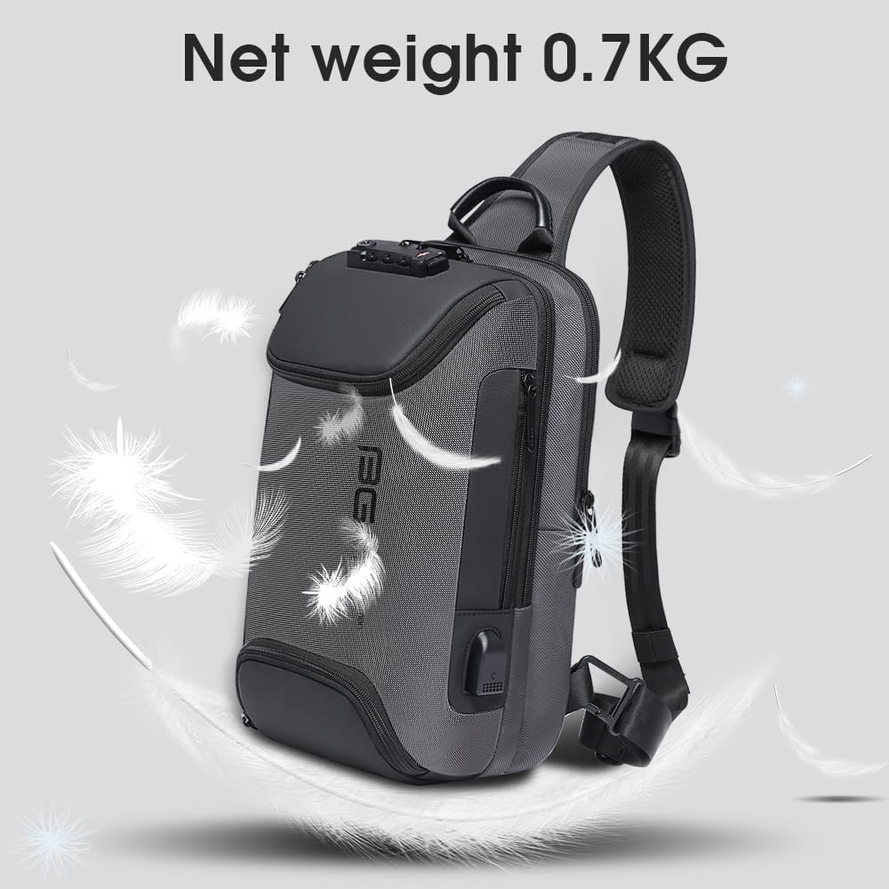 USB Charging Sling Bag, Waterproof Crossbody Backpack, Portable Shoulder Bag Daypack for Men Women Travel Hiking Work