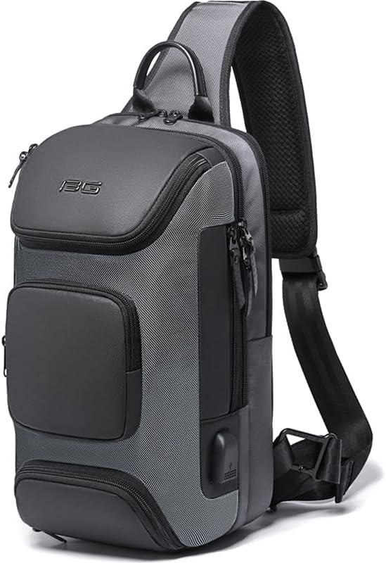 USB Charging Sling Bag, Waterproof Crossbody Backpack, Portable Shoulder Bag Daypack for Men Women Travel Hiking Work