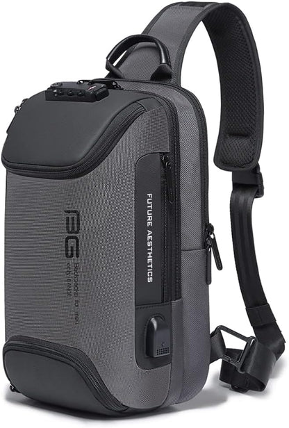 USB Charging Sling Bag, Waterproof Crossbody Backpack, Portable Shoulder Bag Daypack for Men Women Travel Hiking Work