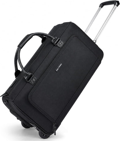Rolling Garment Bag with Wheels, Carry On Garment Duffle Bag for Travel, Convertible Wheeled Suit Bag for Men, Wrinkle-Free Business Travel Luggage with Shoe Pocket & Retractable Handle