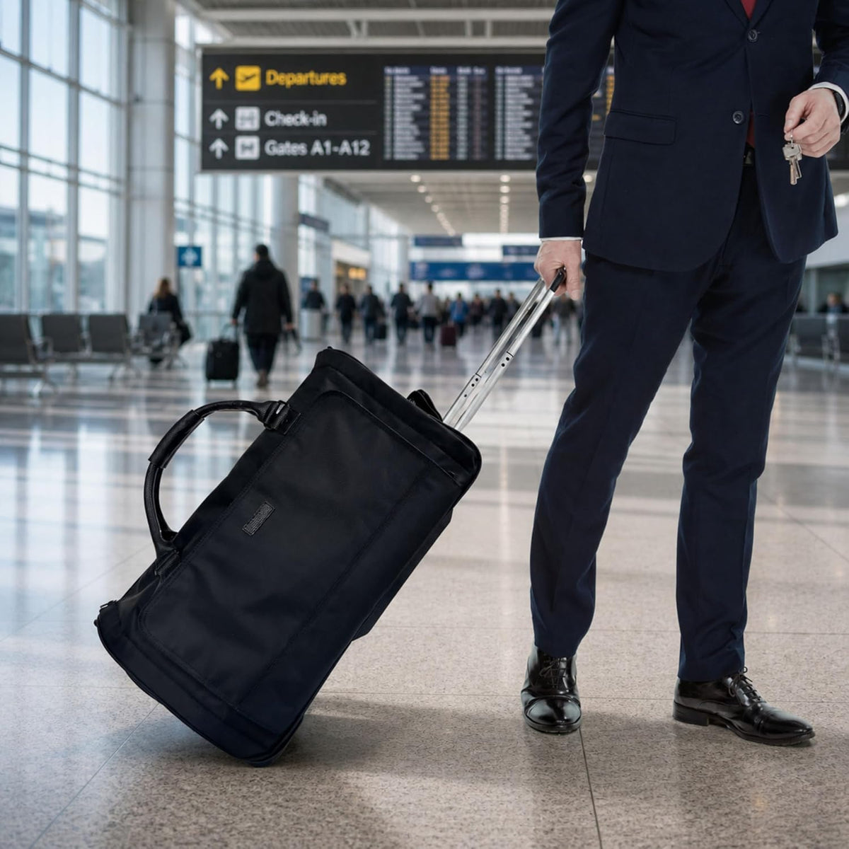 Rolling Garment Bag with Wheels, Carry On Garment Duffle Bag for Travel, Convertible Wheeled Suit Bag for Men, Wrinkle-Free Business Travel Luggage with Shoe Pocket & Retractable Handle