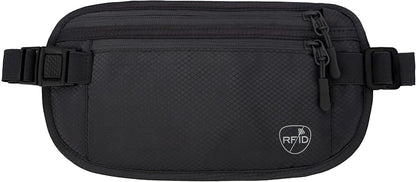 Money Belt, Hidden Travel Wallet for Passport, RFID Blocking Passport Pouch, Passport Holder for Travel, Undercover Fanny Pack(Black)
