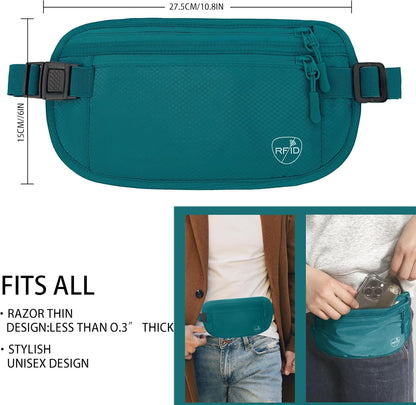 Money Belt, Hidden Travel Wallet for Passport, RFID Blocking Passport Pouch, Passport Holder for Travel, Undercover Fanny Pack(Black)