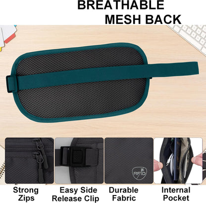 Money Belt, Hidden Travel Wallet for Passport, RFID Blocking Passport Pouch, Passport Holder for Travel, Undercover Fanny Pack(Black)