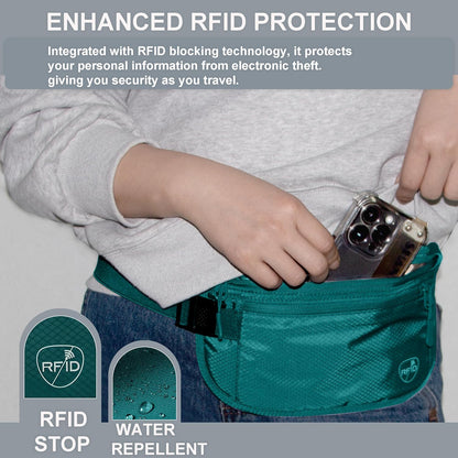 Money Belt, Hidden Travel Wallet for Passport, RFID Blocking Passport Pouch, Passport Holder for Travel, Undercover Fanny Pack(Black)