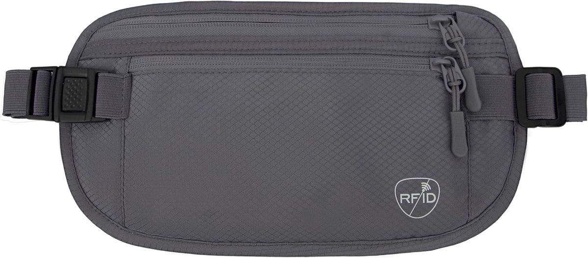 Money Belt, Hidden Travel Wallet for Passport, RFID Blocking Passport Pouch, Passport Holder for Travel, Undercover Fanny Pack(Black)