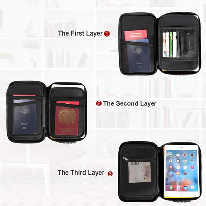 Small Fireproof Storage Organizer Case with Lock(9”x 5.3”x 3.7”), Soft Money Safe Coin Organizer Wallet Bag for Cash,Card,Passport,Check,Bill,Travel Home Organizer Carrying Case,Silver
