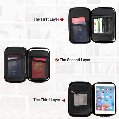Small Fireproof Storage Organizer Case with Lock(9”x 5.3”x 3.7”), Soft Money Safe Coin Organizer Wallet Bag for Cash,Card,Passport,Check,Bill,Travel Home Organizer Carrying Case,Silver