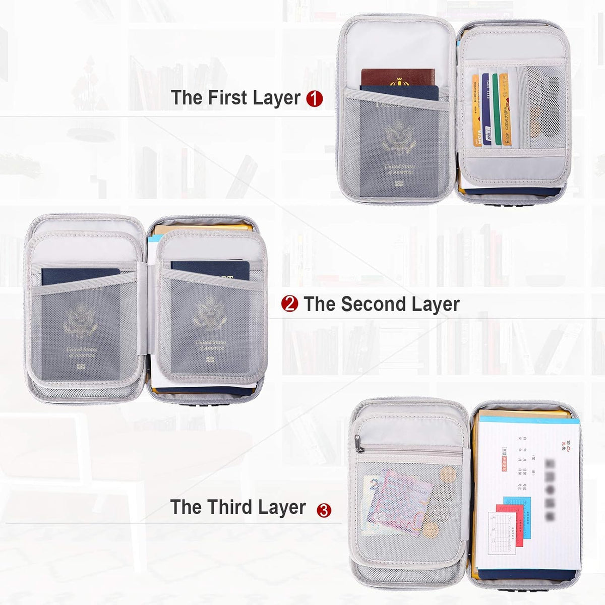 Small Fireproof Storage Organizer Case with Lock(9”x 5.3”x 3.7”), Soft Money Safe Coin Organizer Wallet Bag for Cash,Card,Passport,Check,Bill,Travel Home Organizer Carrying Case,Silver