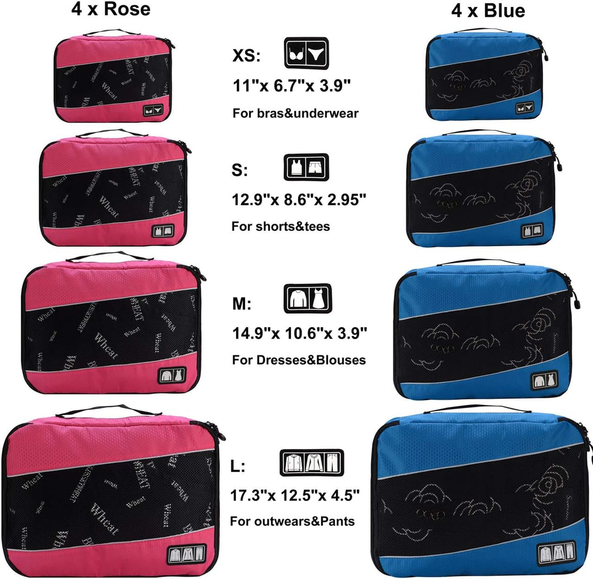 Packing Cubes Luggage Bags Organizer Durable Travel Accessories With Clothing Label