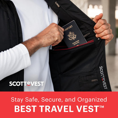 Best Travel Vest for Men - 26 Hidden Pockets - Water Repellent for Travel & More