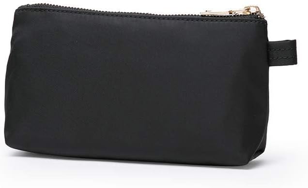 Mini Nylon Travel Toiletry Bag for Women, Water-Resistant Small Makeup Bag Organizer with 2 Dividers, Lightweight Cosmetic Pouch for Purse and Gym (Nylon/Black) - Colors A